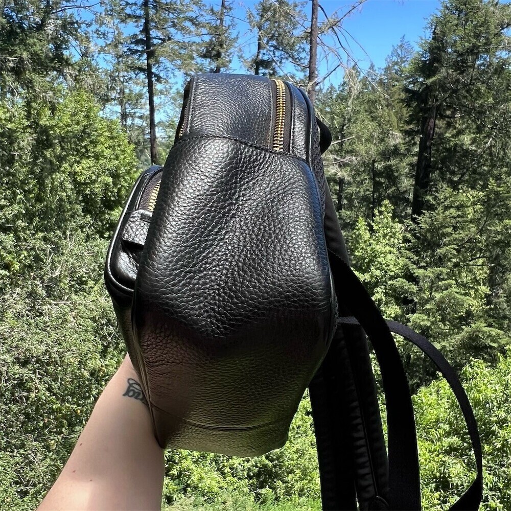 COACH Black Pebble Leather Mini Backpack Shoulder Bag w Gold Hardware AUTHENTIC - Picture 8 of 16